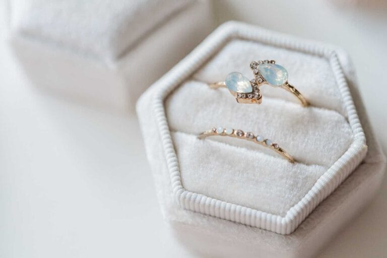 Elegant 2-Stone Engagement Rings displayed in a soft velvet ring box.